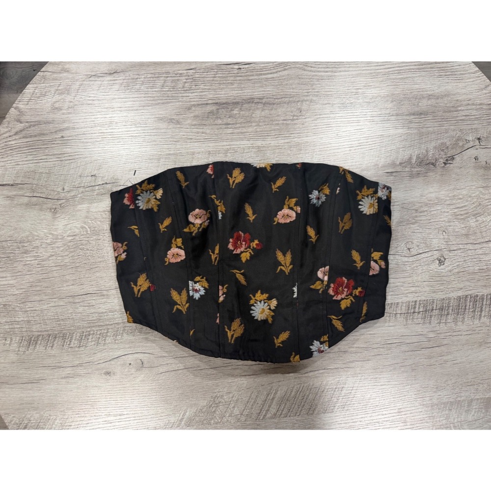 anthro floral corset top strapless bustier coquette vintage inspired Sz 6 - Picture 5 of 9